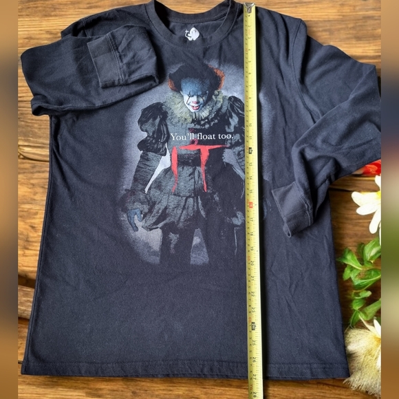 IT 'You'll float too.' Pennywise Horror Movie Long Sleeve Black T-Shirt - Picture 5 of 7